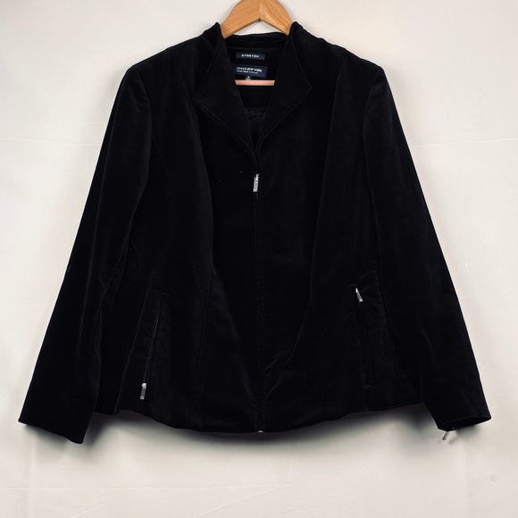 Jones NY Signature Velvet Stretch Zip Jacket 1X Formal Office Holiday Regal - Picture 2 of 16